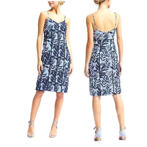 Banana Republic Blue Striped Floral Dress Size 2 - Picture 8 of 14